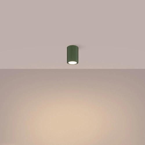 Plafon sufitowy Karbon 10 zielony oliwkowy minimalistyczny do salonu i sypialni aluminium