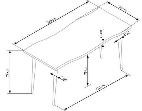 Stół do jadalni Lores nowoczesny loftowy dąb naturalny czarne nogi 120x80 cm Intesi