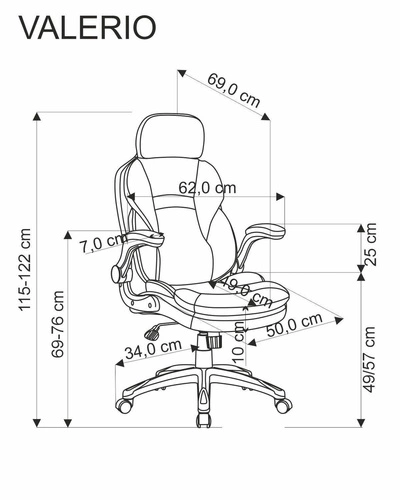 Fotel biurowy ergonomiczny Leiremy Intesi czarny szary obrotowy z podłokietnikami do biura