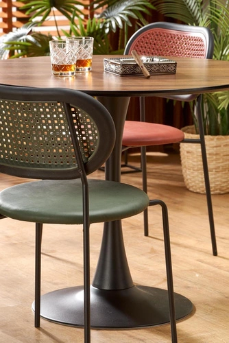 Stół okrągły do jadalni Malta 90 cm nowoczesny orzech na czarnej nodze Intesi