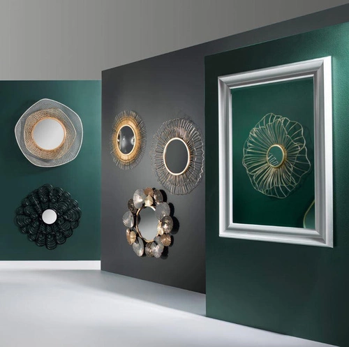 Lustro okrągłe do przedpokoju Soleil Atmosphera złote glamour na ścianę 58 cm