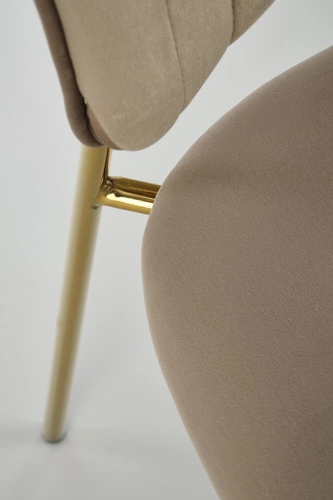 Krzesło tapicerowane welur Rachel beżowe do jadalni i salonu na złotych nogach Intesi