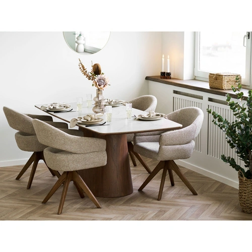 Zestaw talerzy obiadowych Viola 27 cm beżowy ceramiczny do jadalni