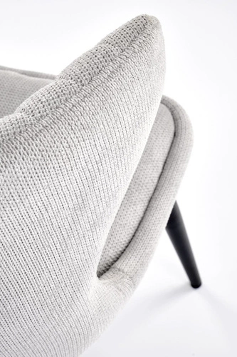 Krzesło tapicerowane Odile szare do jadalni i salonu nowoczesne z czarnymi nogami Intesi