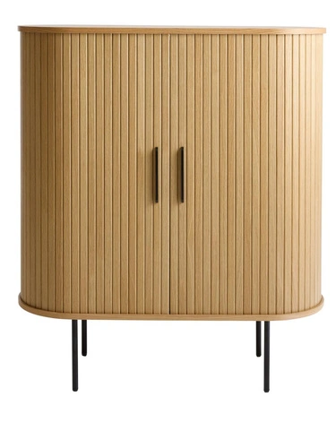 Komoda wysoka Nola dąb naturalny ryflowana na nóżkach do salonu