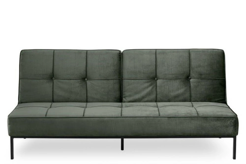 Sofa rozkładana z funkcją spania Perugia Actona welwetowa zielona 3 osobowa do salonu