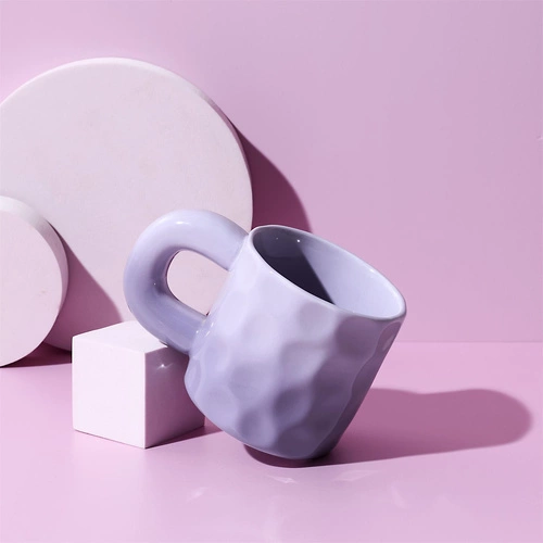 Kubek ceramiczny Chubby Intesi fioletowy 330ml do kawy i herbaty z dużym uchem