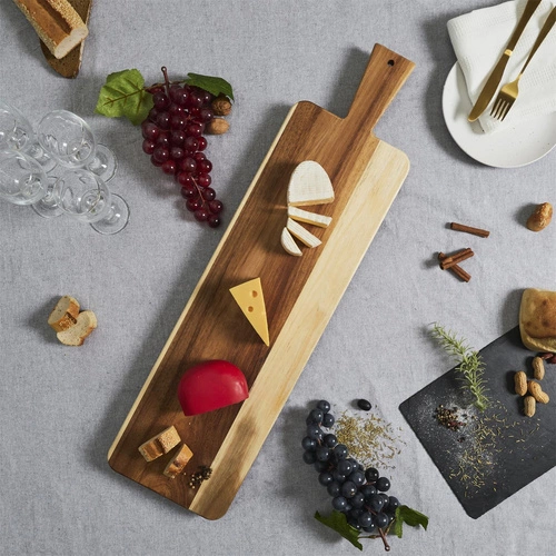 Intesi deska do krojenia z drewna akacjowego 60 cm prostokątna do kuchni naturalna