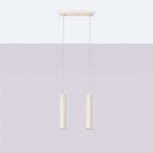 Lampa wisząca Lagos 2 beżowa loftowa regulowana do salonu i nad stół SOLLUX LIGHTING