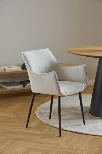 Krzesło tapicerowane Bonita beżowe z podłokietnikami do jadalni nowoczesne Actona