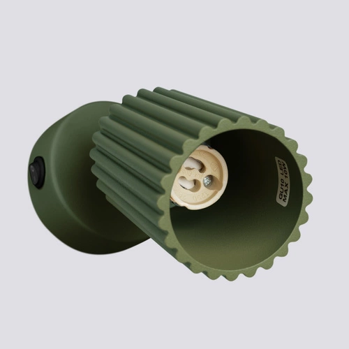 Kinkiet ścienny KARBON oliwkowy zielony z ruchomym kloszem i włącznikiem do salonu i sypialni