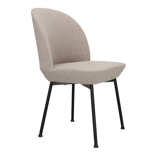 Krzesło tapicerowane Cloe szare do jadalni nowoczesne na czarnych metalowych nogach Intesi
