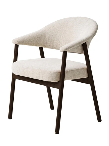 Krzesło Elk tapicerowane do jadalni piaskowe skandynawskie z podłokietnikami