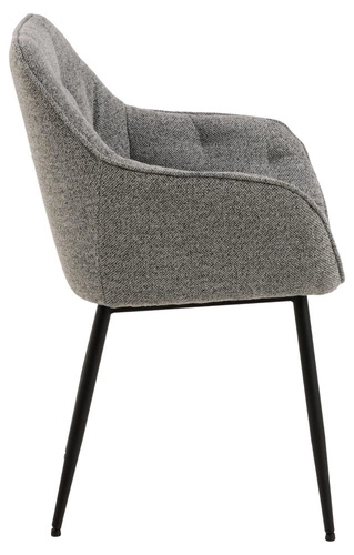 Krzesło tapicerowane Brooke szare z podłokietnikami do jadalni i salonu nowoczesne Actona