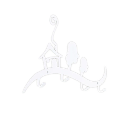 Wieszak ścienny Domek biały Intesi nowoczesny wieszak do przedpokoju na klucze i kurtki