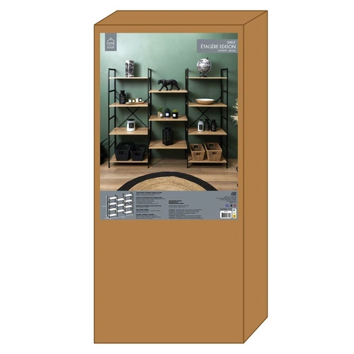 Regał loftowy Bistrot metalowy czarny z 11 półkami na książki do salonu i biura 172 cm