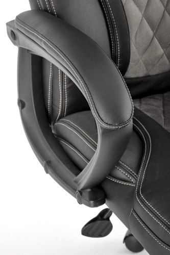 Fotel biurowy ergonomiczny Dalfer czarny szary z zagłówkiem i regulacją Intesi do biura