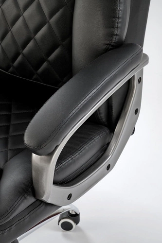 Fotel biurowy ergonomiczny Einar czarny skórzany obrotowy z podłokietnikami TILT do biura