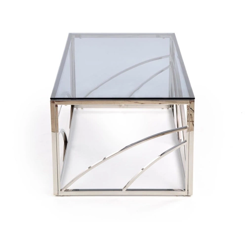 Stolik kawowy szklany prostokątny Taman srebrny 120x60 cm nowoczesny glamour do salonu