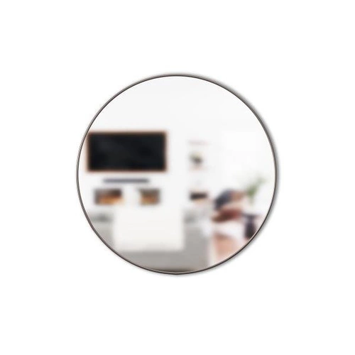 Lustro okrągłe Hubba Umbra 86 cm nowoczesne do przedpokoju w srebrnej ramie na ścianę