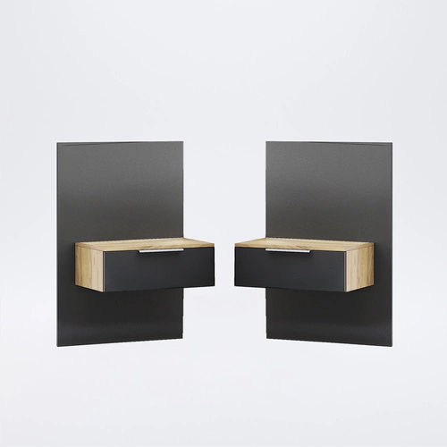 Zestaw 2 szafkek nocnych wiszących z szufladą 54 cm dąb - Lana Intesi nowoczesna do sypialni