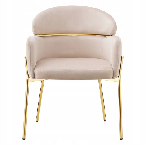 Krzesło Dreby beżowe welurowe ze złotymi nogami do jadalni salonu