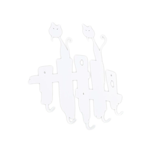 Wieszak ścienny do przedpokoju na klucze i kurtki biały metalowy Koty Intesi nowoczesny