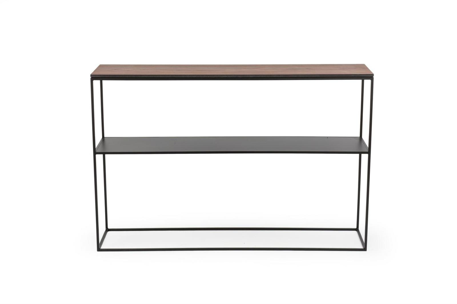 Konsola STAM 280 nowoczesna industrialna orzech amerykański z półką do salonu i przedpokoju