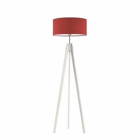 Lampa podłogowa HAITI abażur czerwony stelaż biały