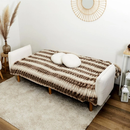 Sofa rozkładana z funkcją spania Boghena beżowa skandynawska 2 osobowa do salonu na wysokich nogach