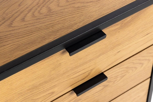 Regał na książki Swindon dąb industrialny z szufladami do salonu i biura Actona 141 cm