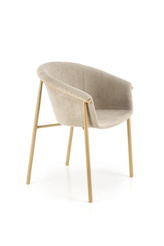 Krzesło tapicerowane Mathilde beżowe z podłokietnikami do jadalni nowoczesne Intesi