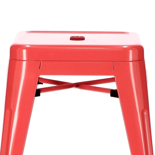 Taboret Paris czerwony metalowy inspirowany Tolix do kuchni i jadalni styl industrialny