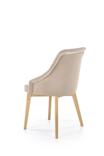 Krzesło tapicerowane welurowe Alain Intesi do jadalni i salonu beżowe z podłokietnikami