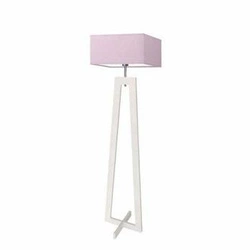 Lampa podłogowa do salonu Jawa Lysne nowoczesna drewniana z abażurem fioletowym 138 cm