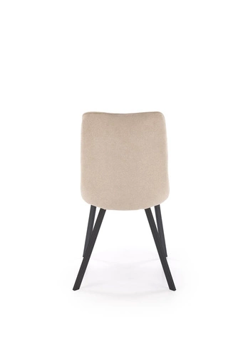 Krzesło tapicerowane Fenri beżowe do jadalni i salonu nowoczesne pikowane na czarnych nogach