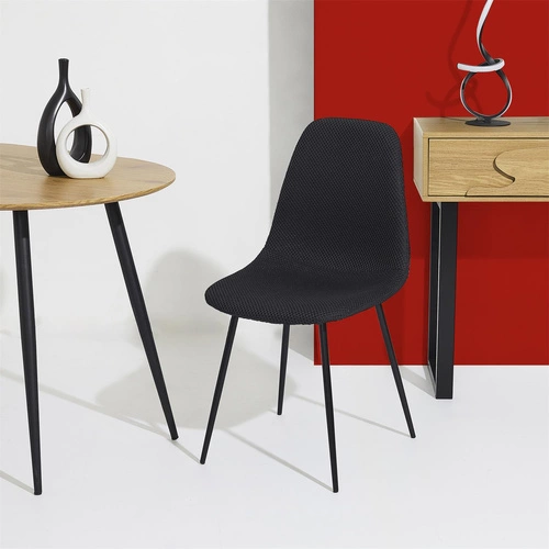 Krzesło tapicerowane Pori czarne Intesi nowoczesne do jadalni i kuchni na metalowych nogach