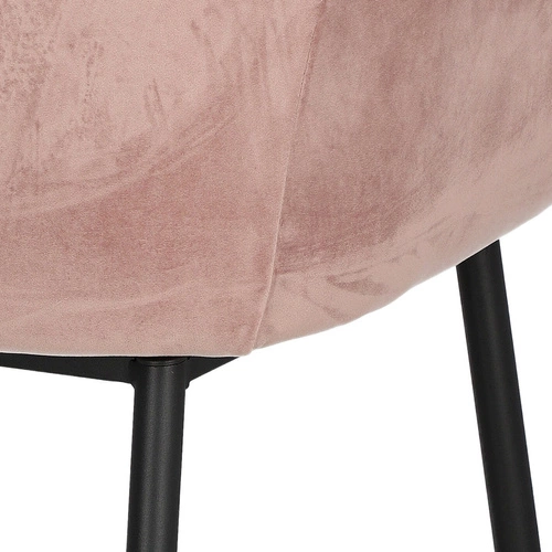 Krzesło tapicerowane Brooke Actona do jadalni różowe welurowe z podłokietnikami glamour