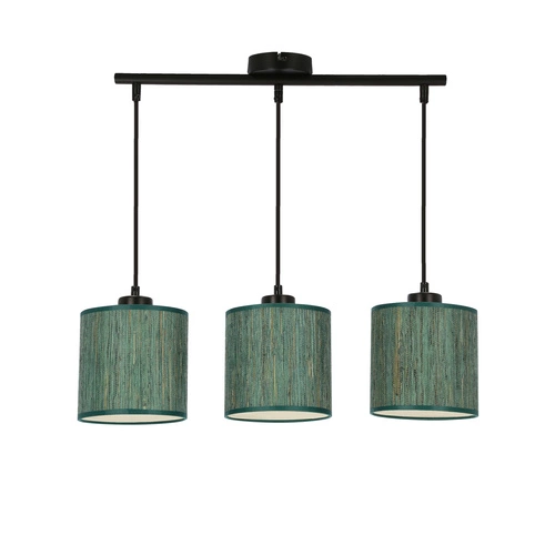 Lampa wisząca Patti czarny 3x60 E27 abażur walec 15x15 plecionka zielona