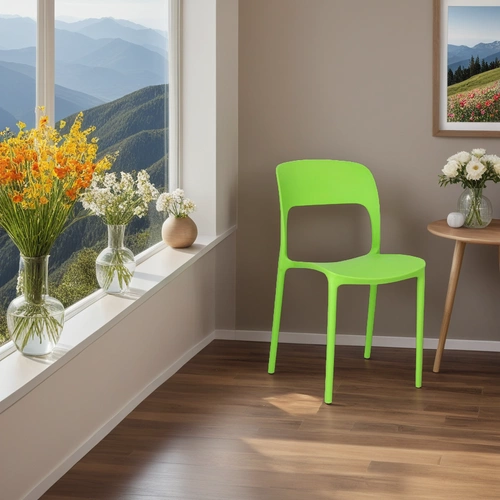 Krzesło do jadalni i ogrodu Flexi Intesi zielone nowoczesne sztaplowane z tworzywa sztucznego