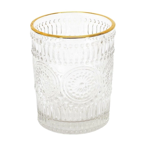 Szklanka glamour Lisere Intesi 250 ml do whisky i drinków transparentna ze złotym brzegiem