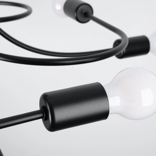 Żyrandol loftowy LEVAR 8 czarny do salonu i jadalni metalowy 58 cm sufitowy