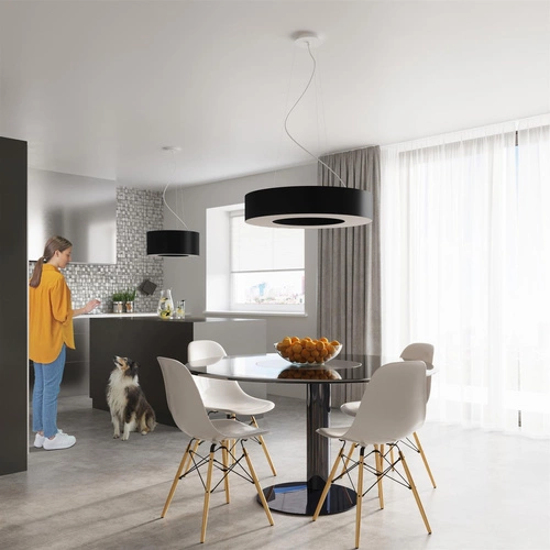 Żyrandol Saturno 50 czarny nowoczesny regulowany do salonu sypialni kuchni i jadalni