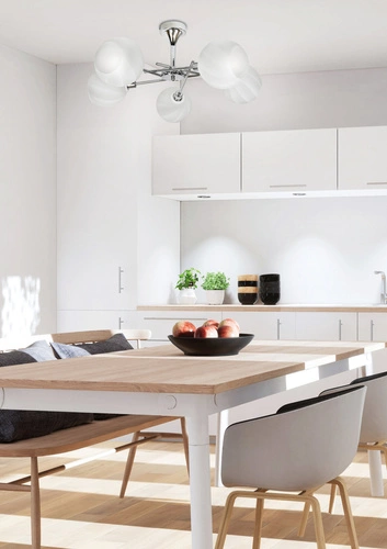 Nowoczesna lampa wisząca Raul 5-punktowa szklana chromowana do salonu i sypialni