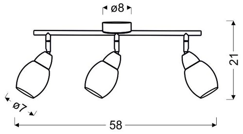 Lampa sufitowa Rico listwa 3x6W LED smd główka okrągła 1e z przegubem kd system klosz wymienny