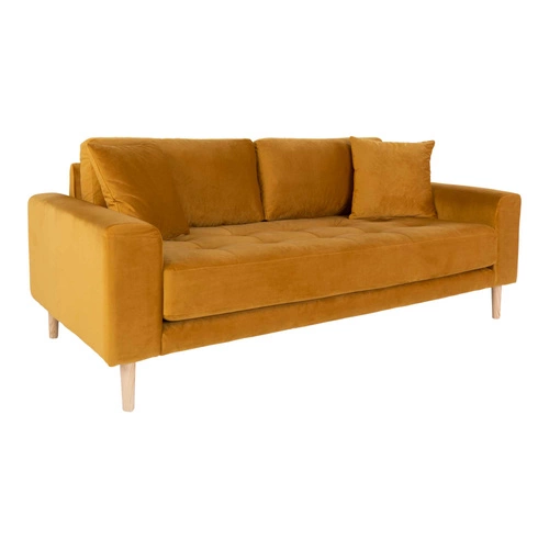 Sofa Lido 2,5 żółta/ nogi naturalne