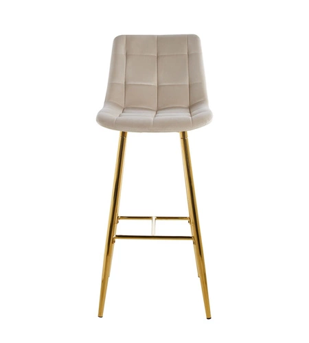 Hoker Poly High beżowy welurowy z oparciem na złotych nogach do kuchni i jadalni Intesi