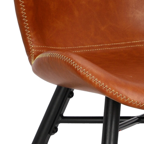 Krzesło tapicerowane Batilda ekoskóra brązowa na czarnych nogach do jadalni nowoczesne Actona