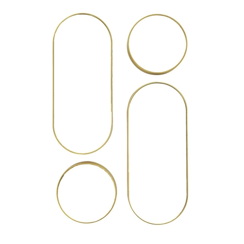 Zestaw 4 luster okrągłych i owalnych Deco round złote lustro do salonu i przedpokoju