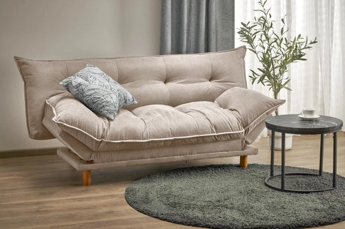 Sofa rozkładana Judson dwuosobowa beżowa skandynawska z funkcją spania do salonu